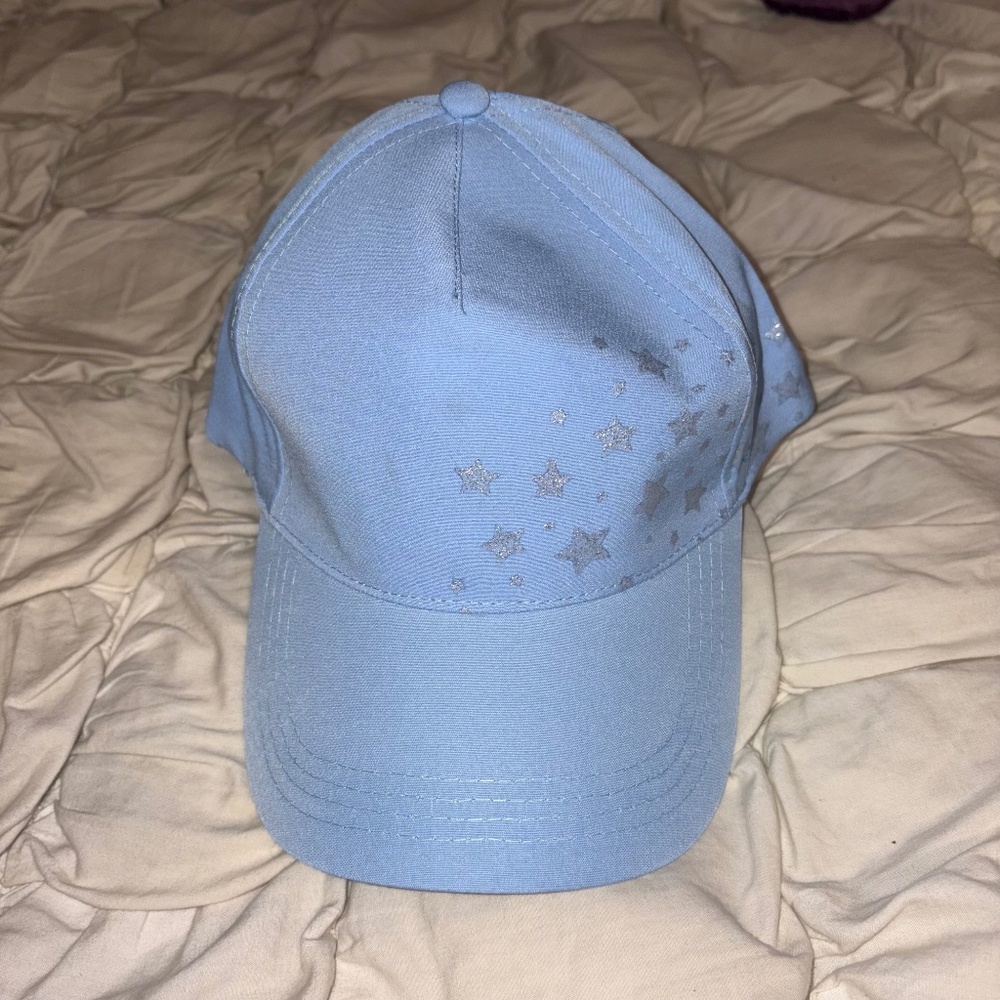 Light Blue Baseball Cap Silver Star Print Casual